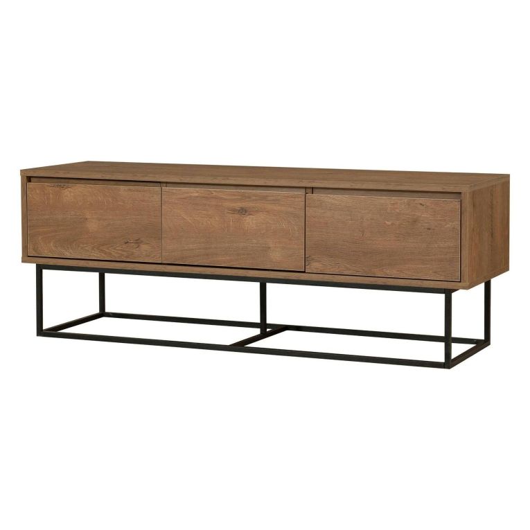 Mobile TV noce e nero 140x40x50h cm 2 ante e 3 cassetti - Iginia