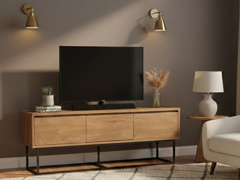 Mobile TV noce e nero 140x40x50h cm 2 ante e 3 cassetti - Iginia