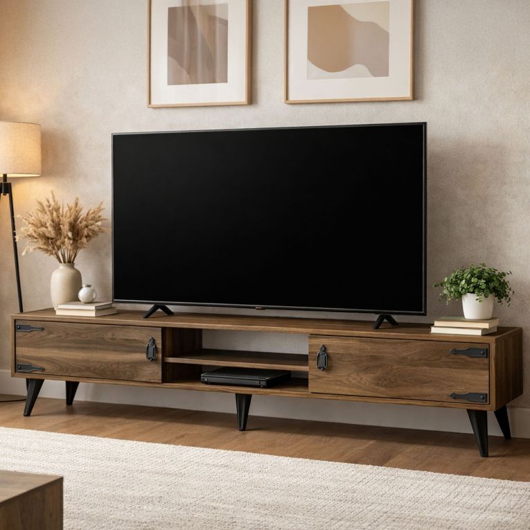 Mobile TV noce e nero 180x29x49h cm 2 ante - Sicilia