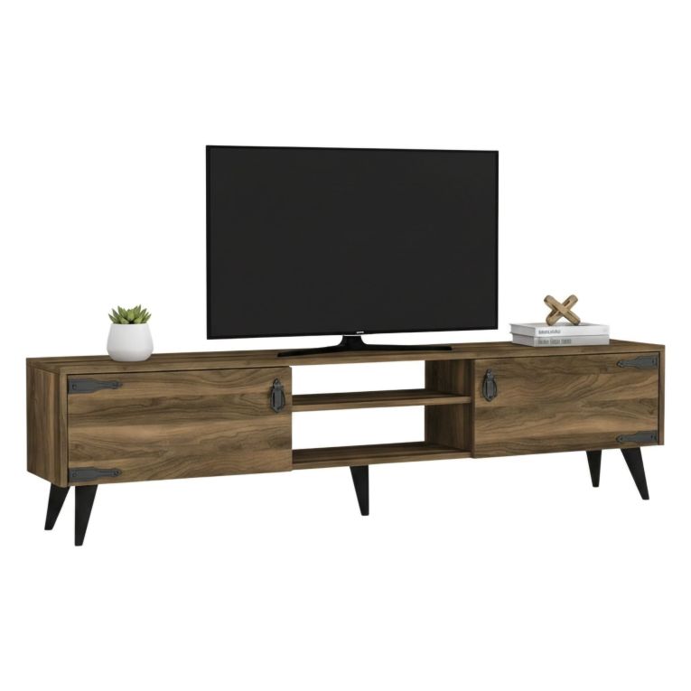 Mobile TV noce e nero 180x29x49h cm 2 ante - Sicilia