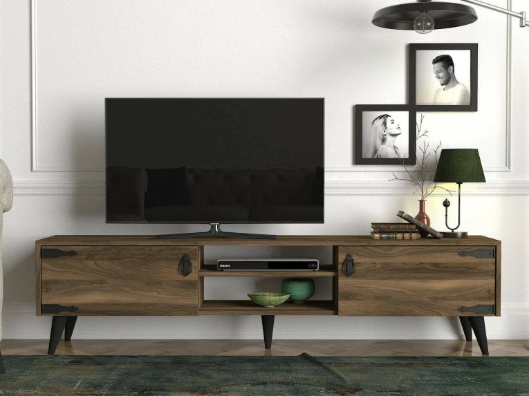 Mobile TV noce e nero 180x29x49h cm 2 ante - Sicilia