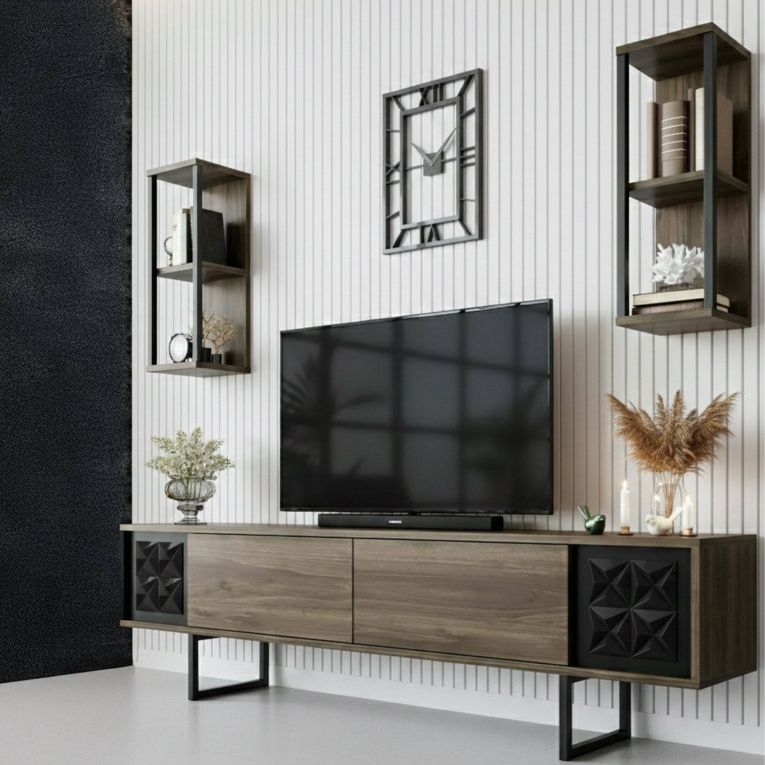 Mobile TV noce e nero 180x30x48h cm modulabile - Axa