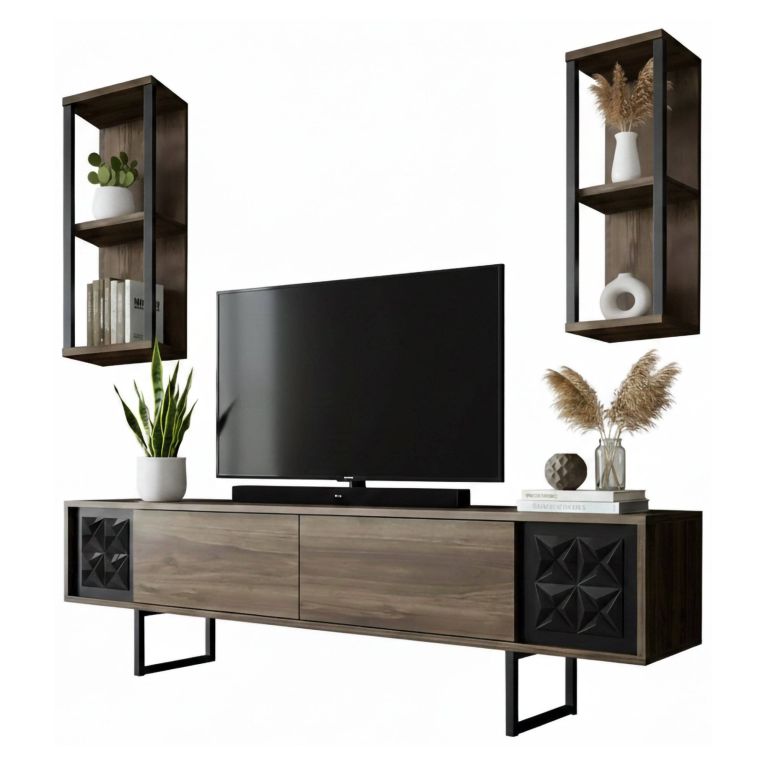 Mobile TV noce e nero 180x30x48h cm modulabile - Axa