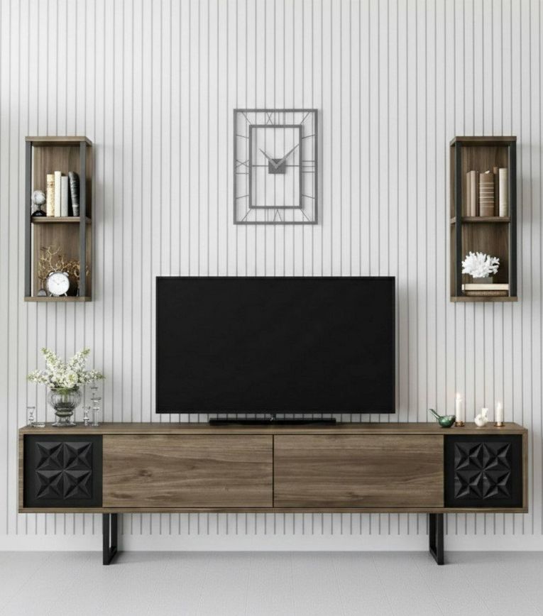 Mobile TV noce e nero 180x30x48h cm modulabile - Axa