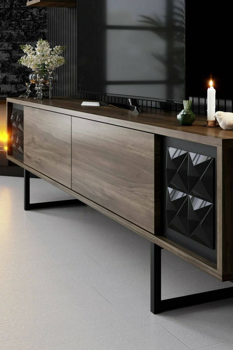 Mobile TV noce e nero 180x30x48h cm modulabile - Axa