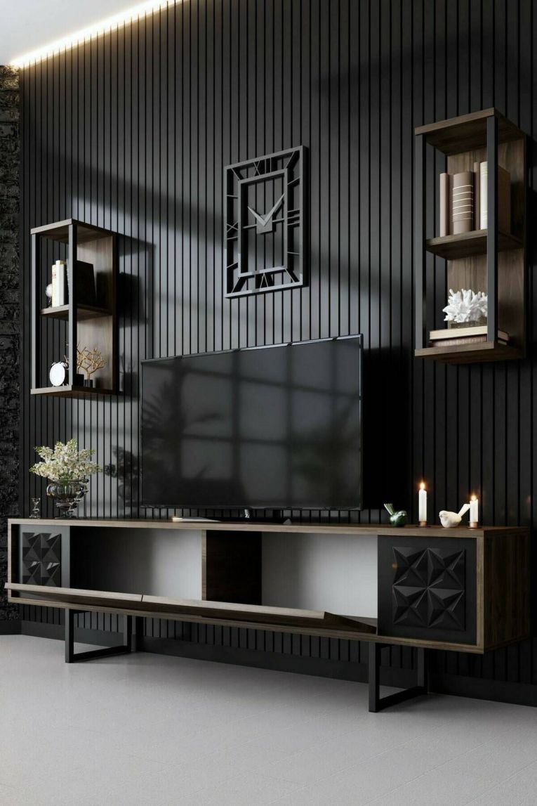 Mobile TV noce e nero 180x30x48h cm modulabile - Axa