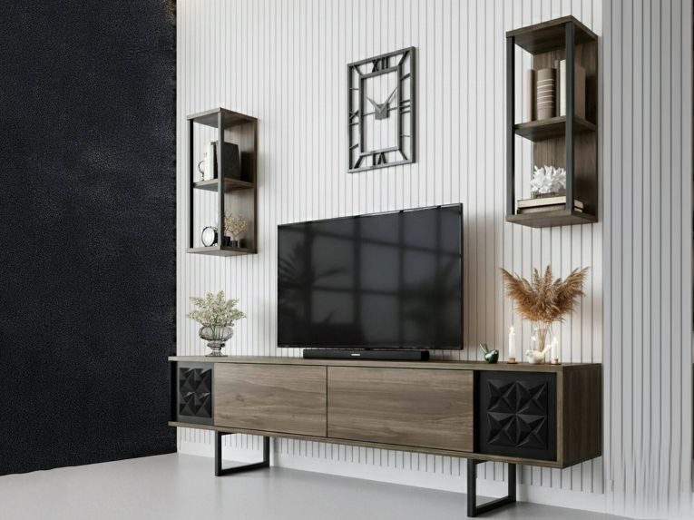 Mobile TV noce e nero 180x30x48h cm modulabile - Axa