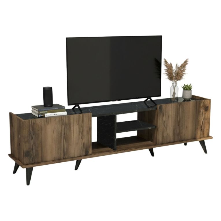 Mobile TV noce e nero 180x34x52h cm 2 ante - Paine