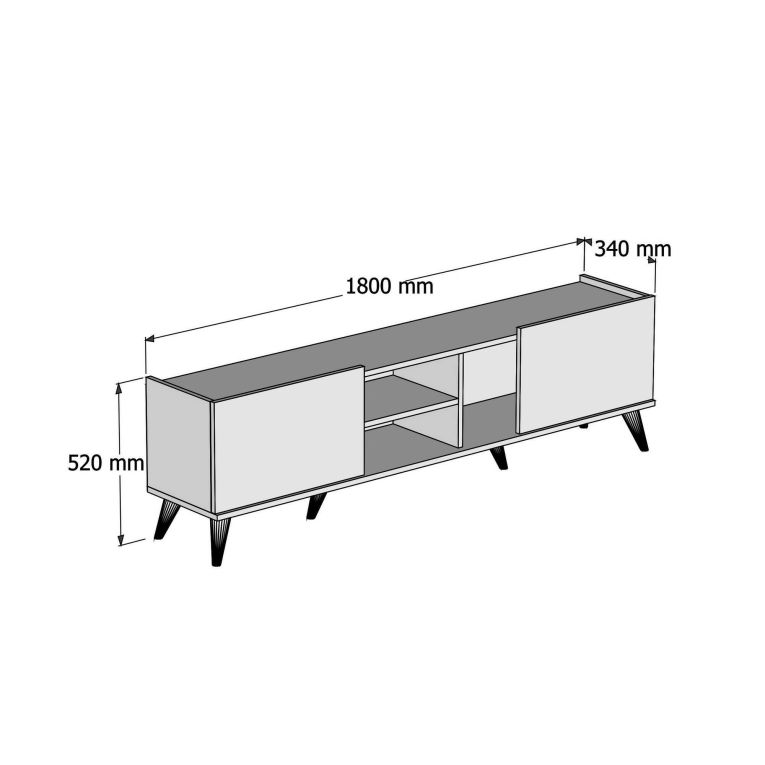 Mobile TV noce e nero 180x34x52h cm 2 ante - Paine