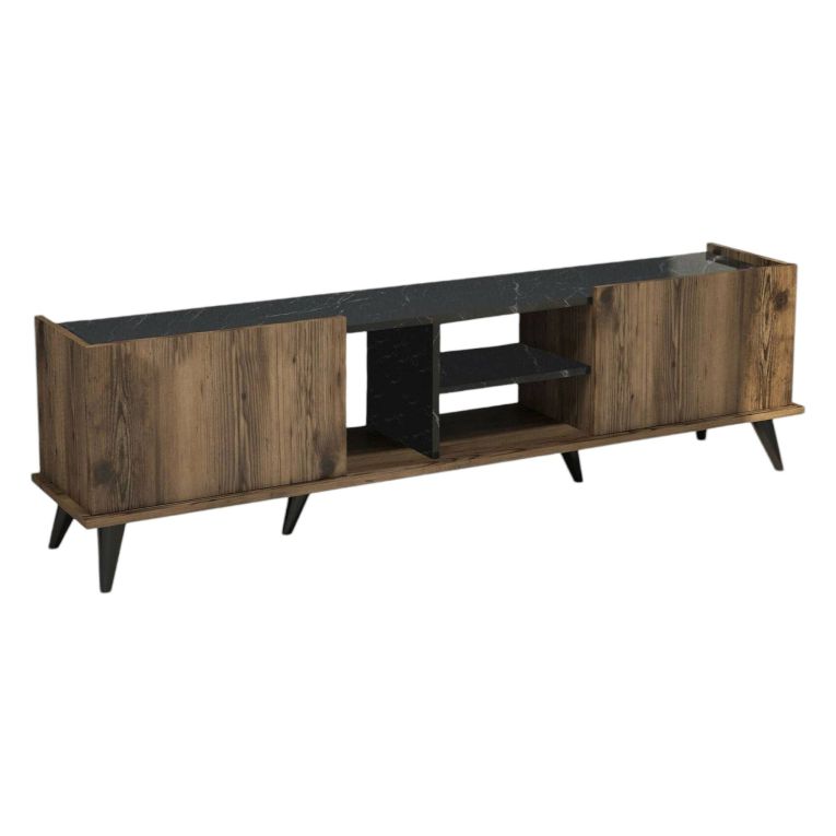 Mobile TV noce e nero 180x34x52h cm 2 ante - Paine