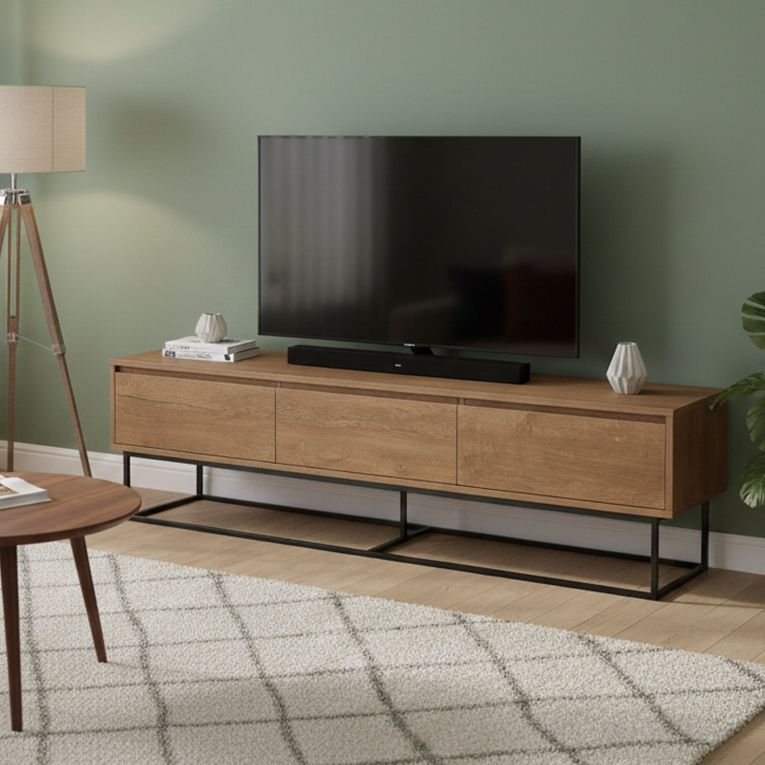 Mobile TV noce e nero 180x40x50h cm in legno - Iginia