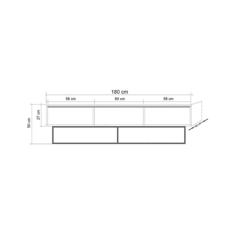 Mobile TV noce e nero 180x40x50h cm in legno - Iginia