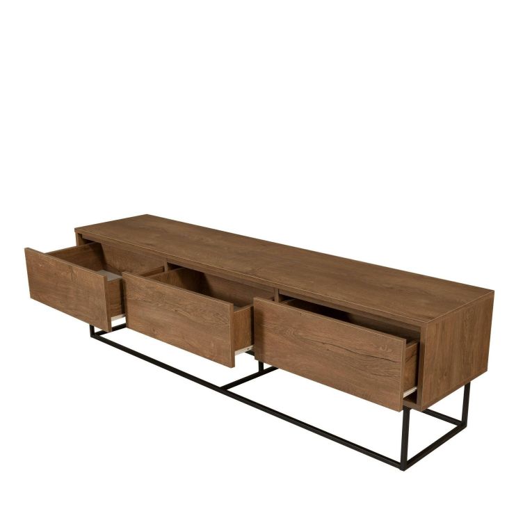 Mobile TV noce e nero 180x40x50h cm in legno - Iginia