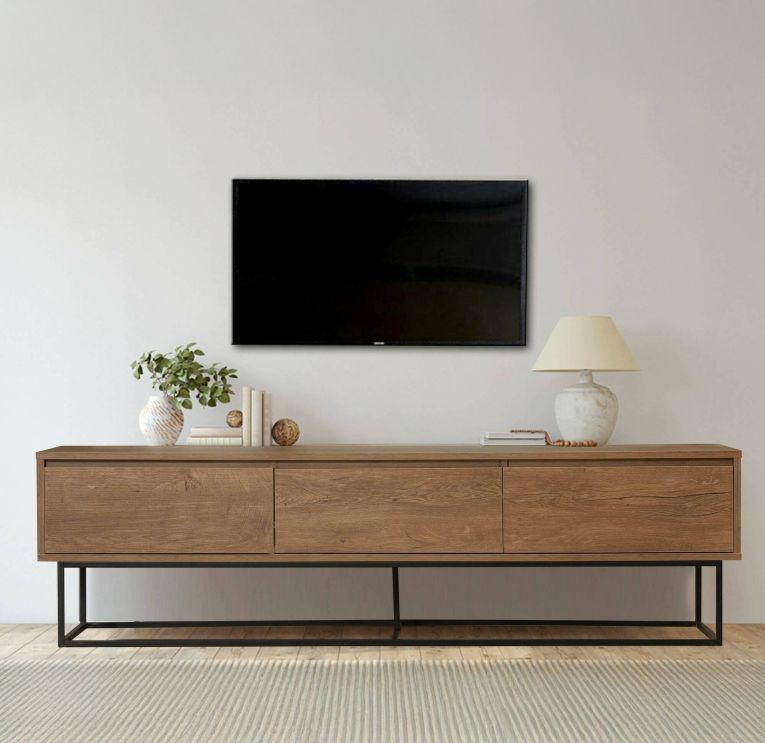 Mobile TV noce e nero 180x40x50h cm in legno - Iginia