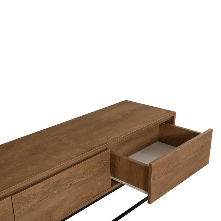Mobile TV noce e nero 180x40x50h cm in legno - Iginia