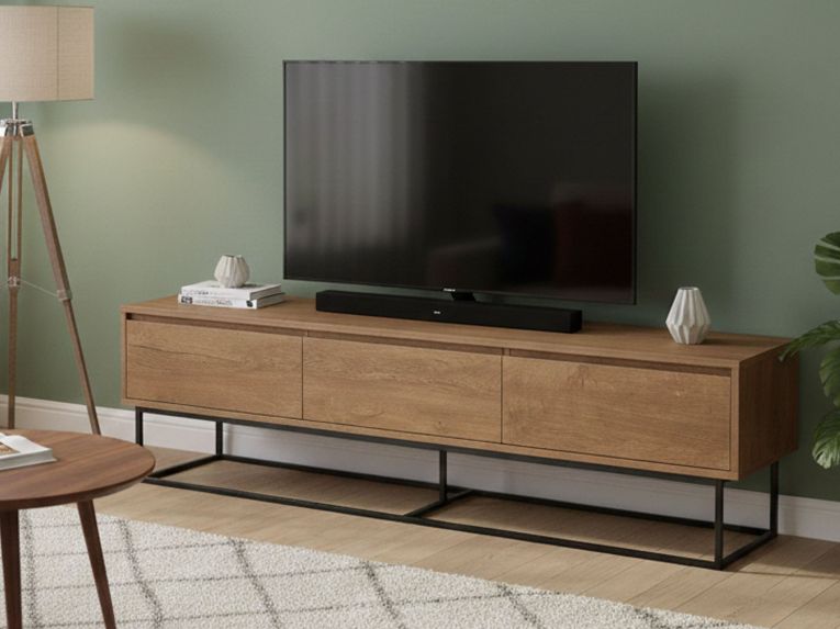 Mobile TV noce e nero 180x40x50h cm in legno - Iginia