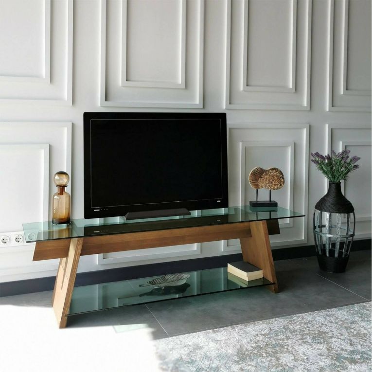 Mobile TV noce e verde 158x40x45h cm in legno - Amorosi
