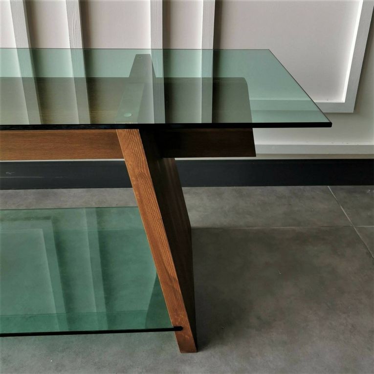 Mobile TV noce e verde 158x40x45h cm in legno - Amorosi