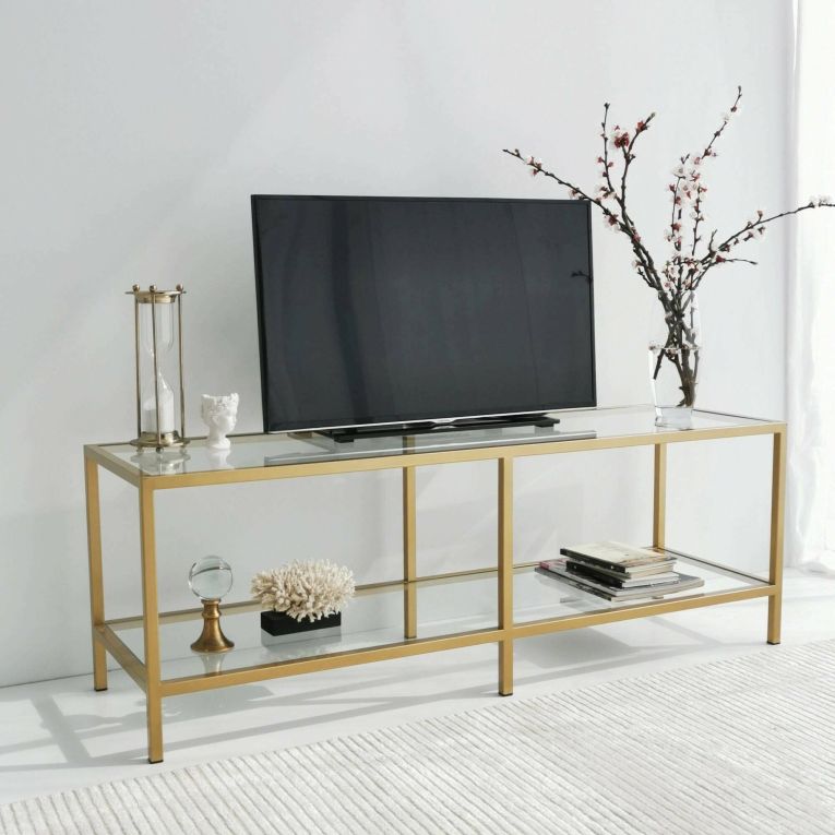 Mobile TV oro 130x40x45h cm in metallo - Donata