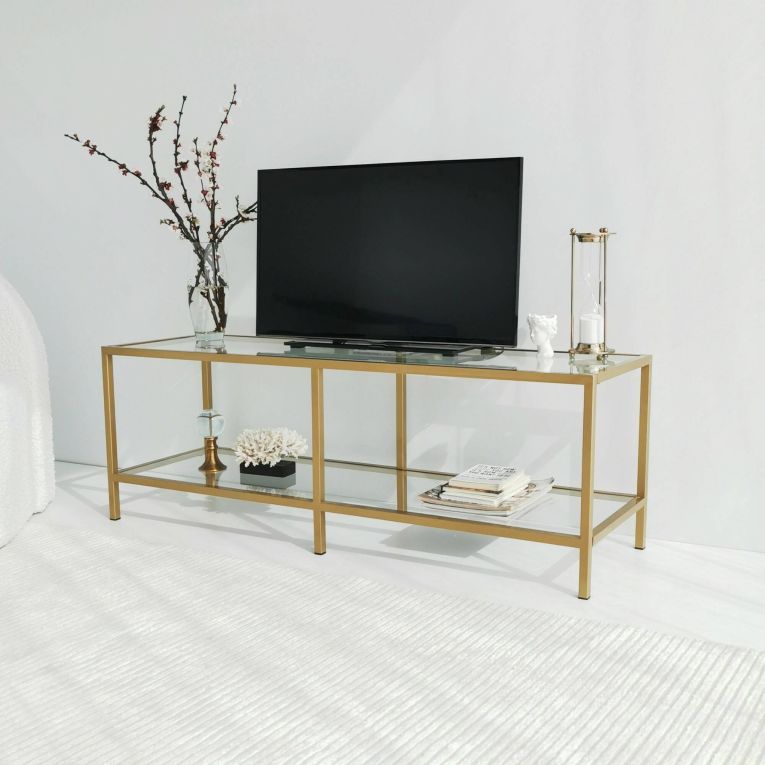 Mobile TV oro 130x40x45h cm in metallo - Donata