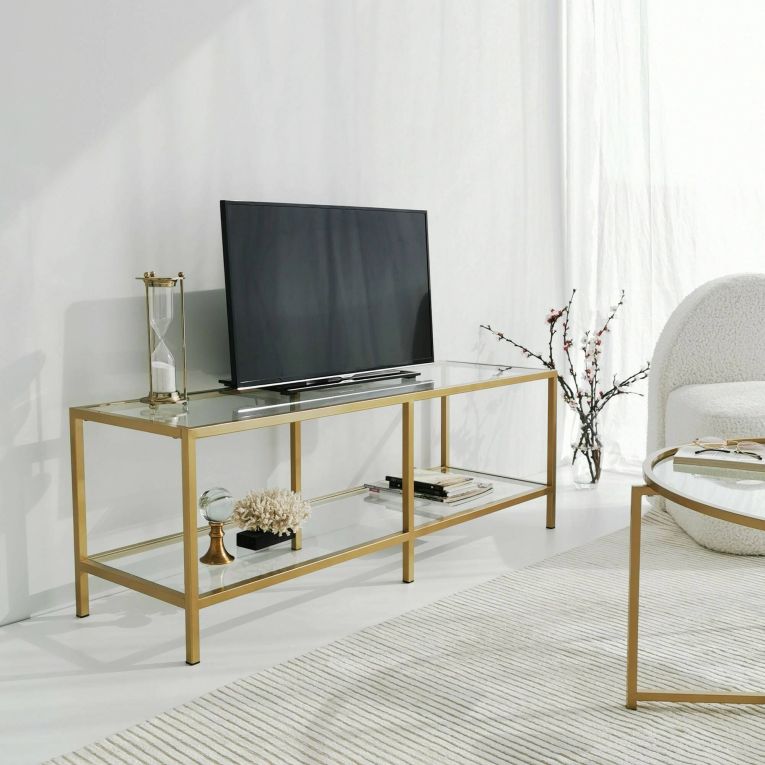 Mobile TV oro 130x40x45h cm in metallo - Donata