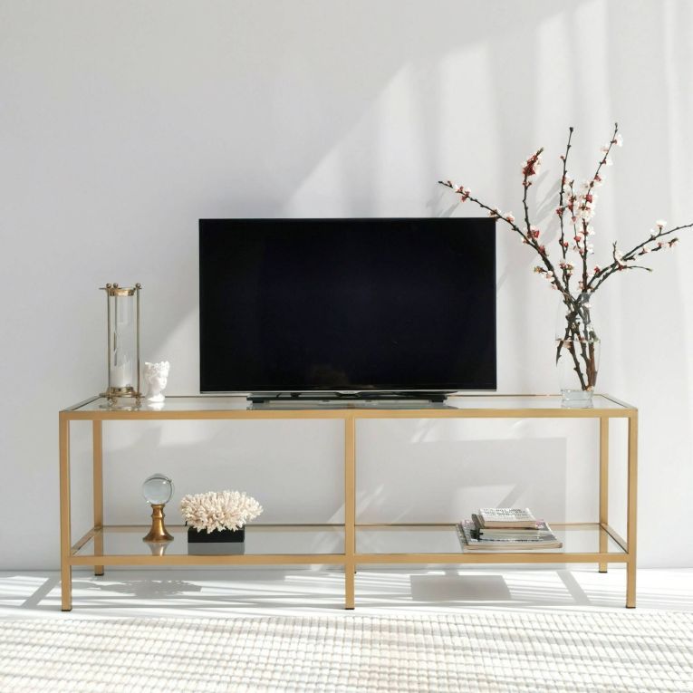 Mobile TV oro 130x40x45h cm in metallo - Donata