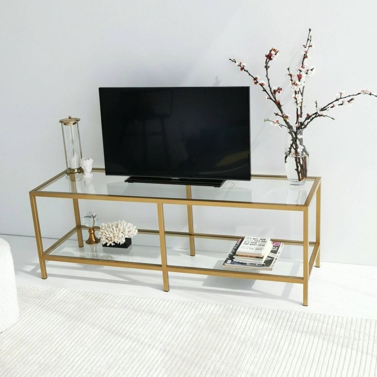 Mobile TV oro 130x40x45h cm in metallo - Donata