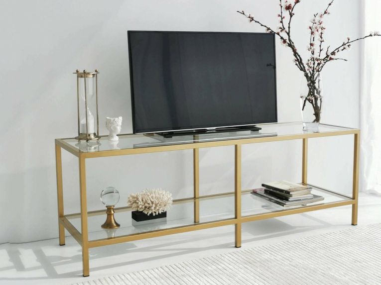 Mobile TV oro 130x40x45h cm in metallo - Donata