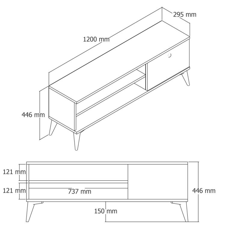 Mobile TV quercia 120x29x44h cm in legno - Muqdisho