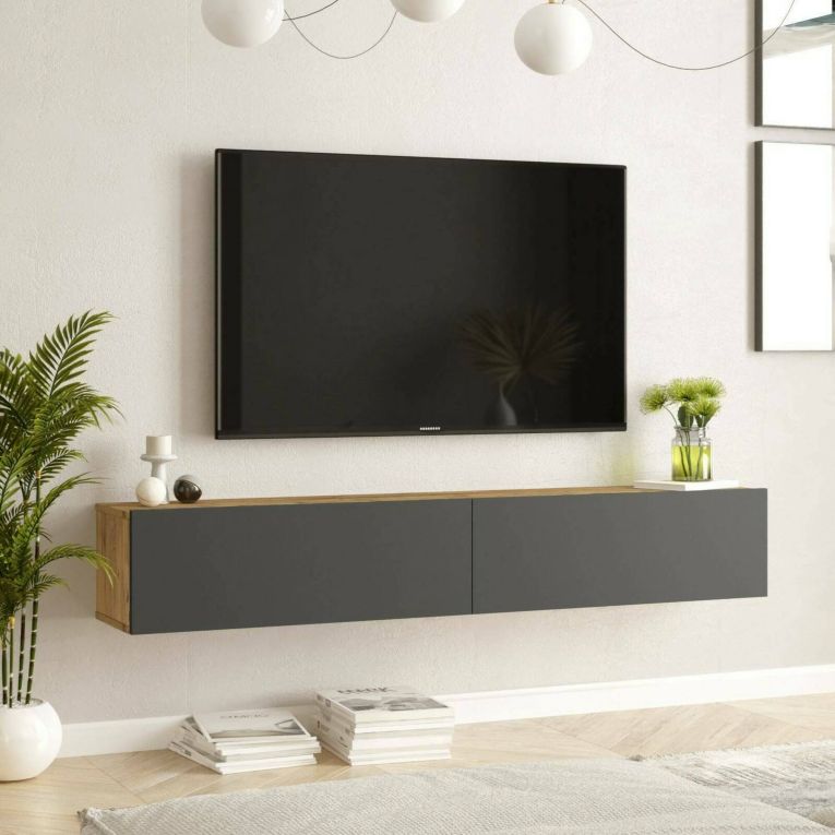 Mobile TV quercia e antracite 180x31x29h cm 2 ante - Pavone