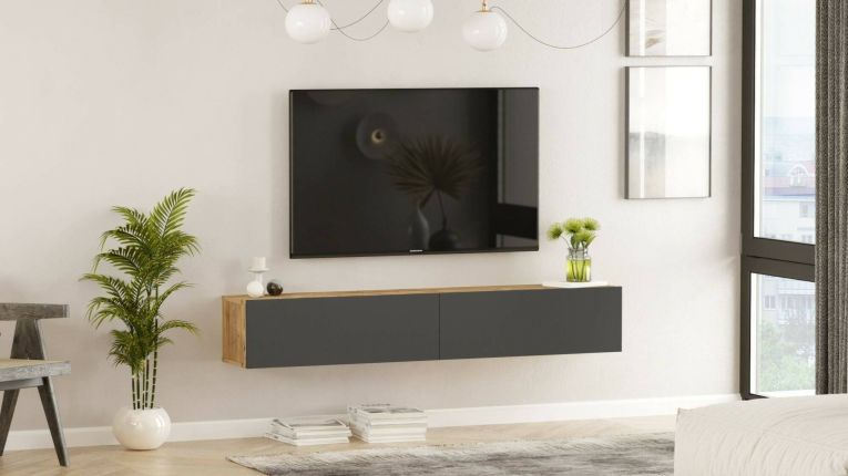 Mobile TV quercia e antracite 180x31x29h cm 2 ante - Pavone