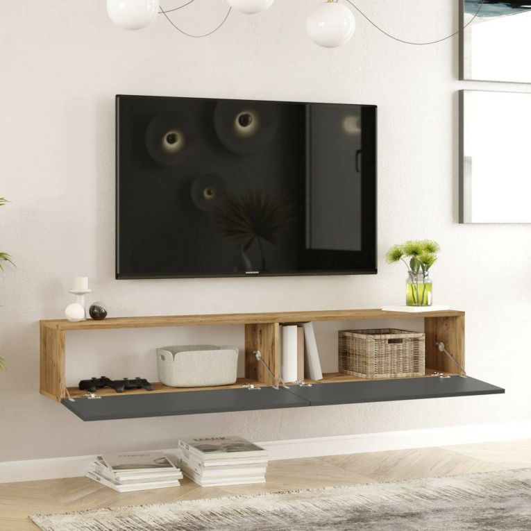 Mobile TV quercia e antracite 180x31x29h cm 2 ante - Pavone