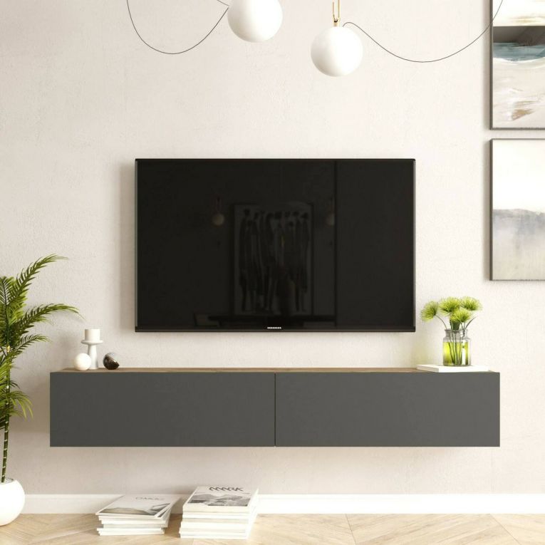 Mobile TV quercia e antracite 180x31x29h cm 2 ante - Pavone
