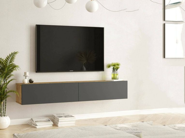 Mobile TV quercia e antracite 180x31x29h cm 2 ante - Pavone