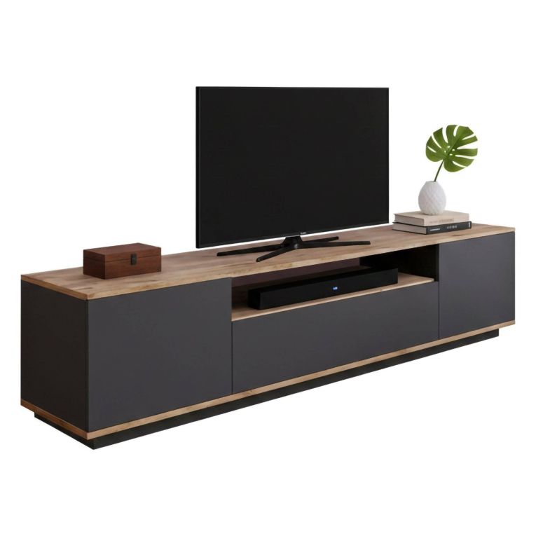 Mobile TV quercia e antracite 180x44x44h cm 2 ante - Asellina