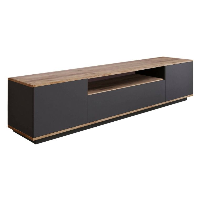 Mobile TV quercia e antracite 180x44x44h cm 2 ante - Asellina