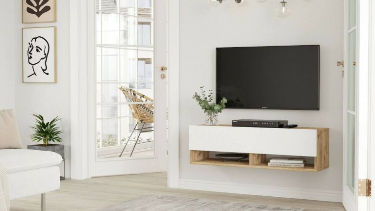 Mobile TV quercia e bianco 100x31x29h cm in legno - Iva