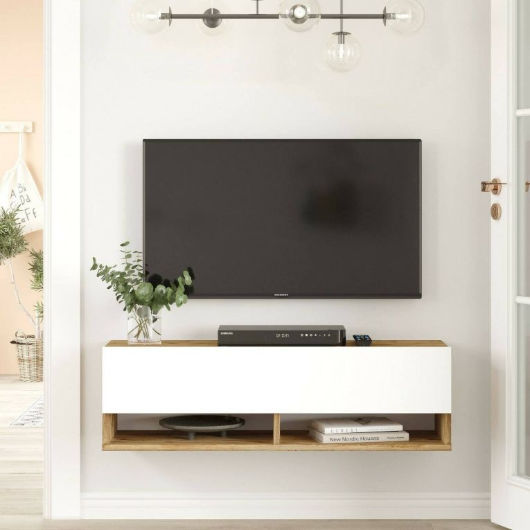 Mobile TV quercia e bianco 100x31x29h cm in legno - Iva