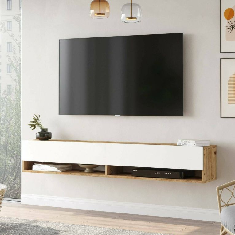 Mobile TV quercia e bianco 180x31x29h cm 2 ante - Compasso