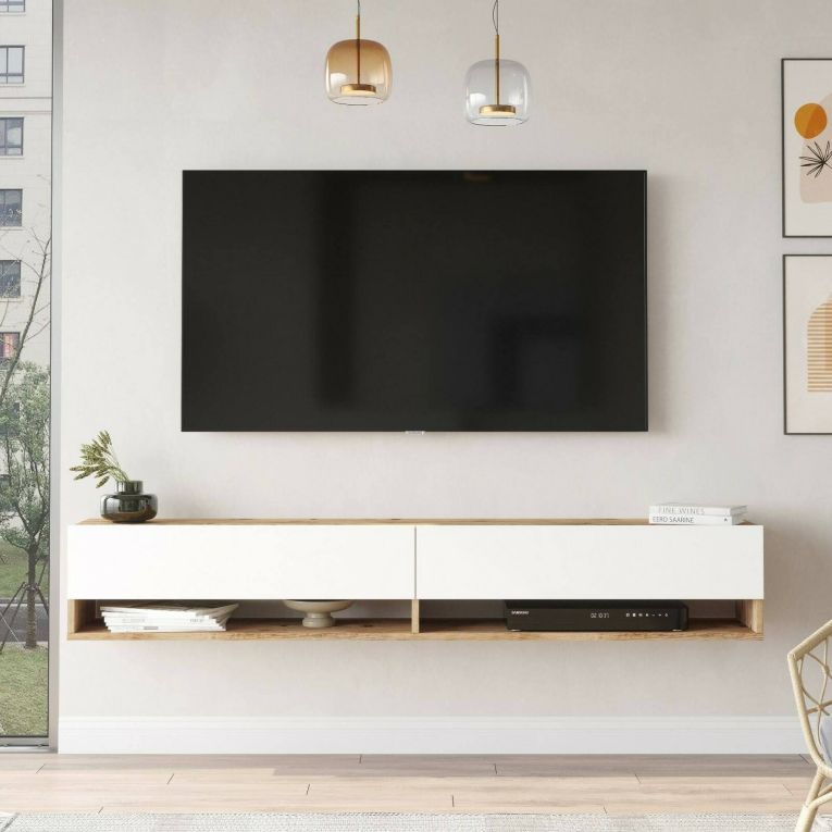 Mobile TV quercia e bianco 180x31x29h cm 2 ante - Compasso