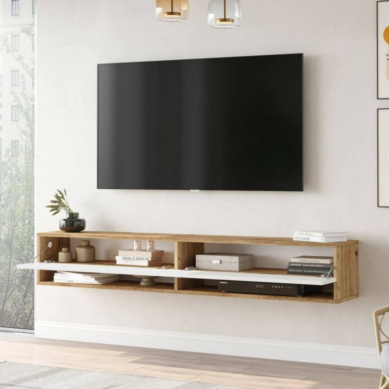 Mobile TV quercia e bianco 180x31x29h cm 2 ante - Compasso