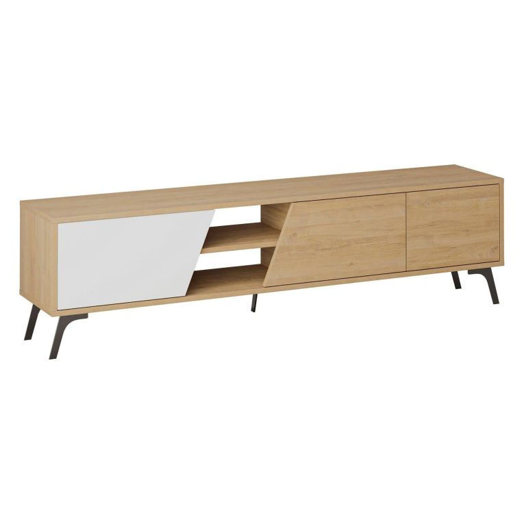 Mobile TV quercia e bianco 180x35x48h cm 2 ante - Male