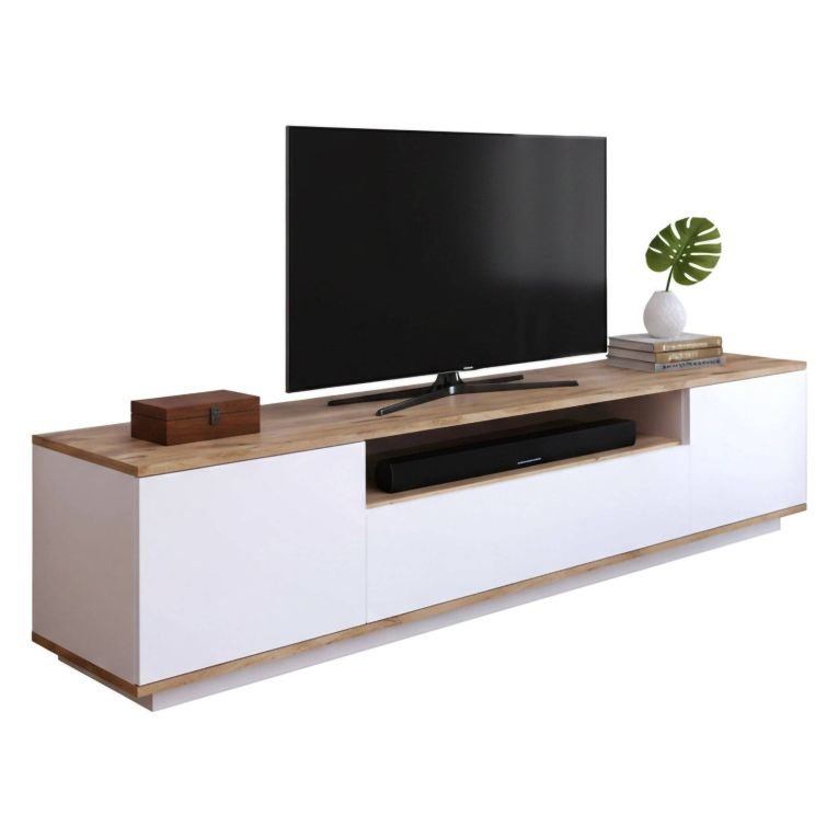 Mobile TV quercia e bianco 180x44x44h cm 3 ante - Asellina