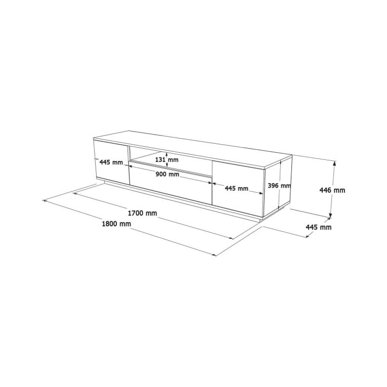 Mobile TV quercia e bianco 180x44x44h cm 3 ante - Asellina