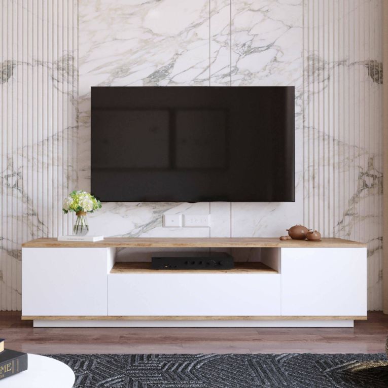 Mobile TV quercia e bianco 180x44x44h cm 3 ante - Asellina