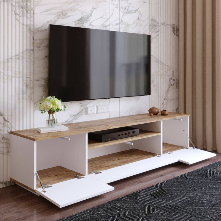 Mobile TV quercia e bianco 180x44x44h cm 3 ante - Asellina