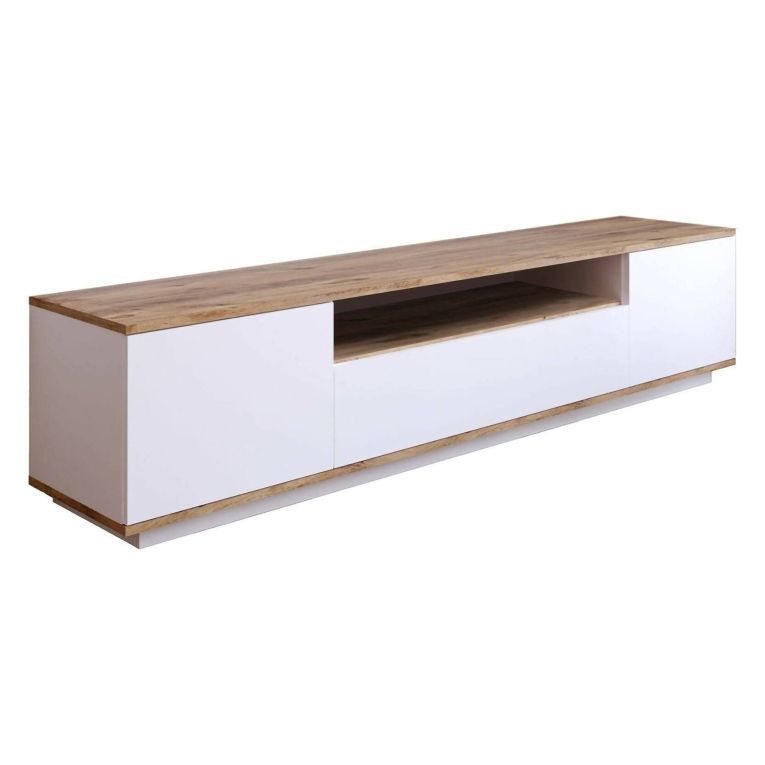 Mobile TV quercia e bianco 180x44x44h cm 3 ante - Asellina