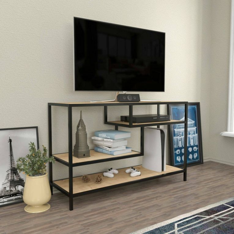 Mobile TV quercia e nero 120x39x75h cm in legno - Ivette