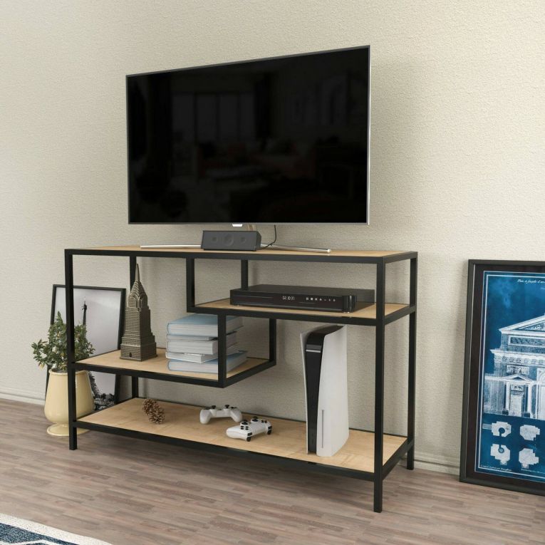 Mobile TV quercia e nero 120x39x75h cm in legno - Ivette