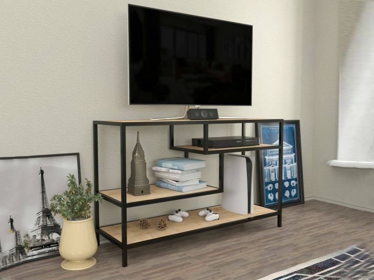Mobile TV quercia e nero 120x39x75h cm in legno - Ivette